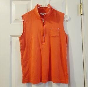 Orange Sleeveless Zip-Up Top